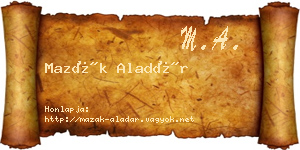 Mazák Aladár névjegykártya